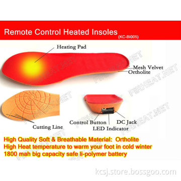 KCFIR 2016 Powered Remote Heated Insole with rechargeable battery